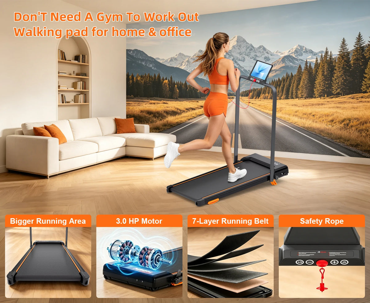 Foldable Home Treadmill With Manual Incline And Quiet Motor