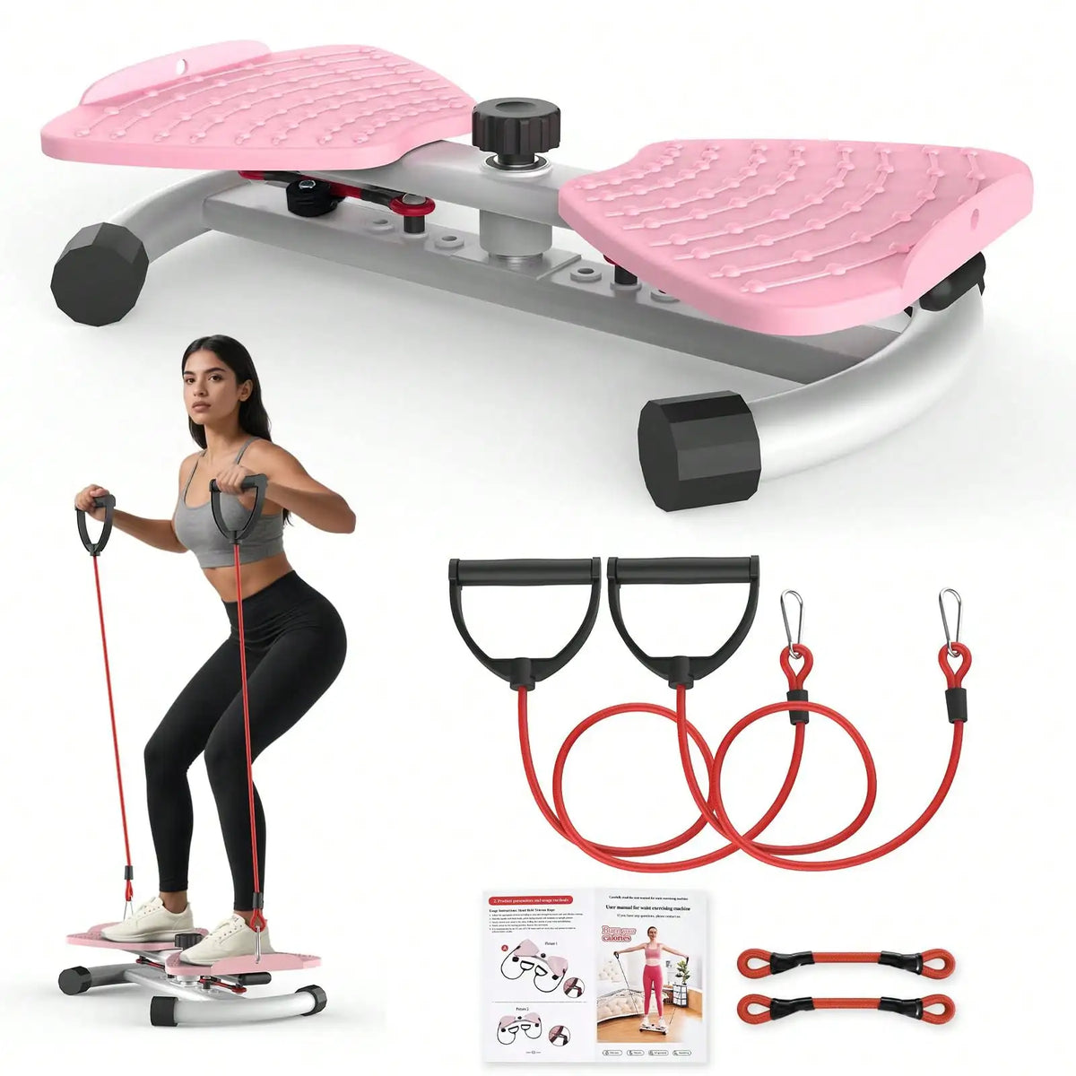 Homhut Adjustable Resistance Twist Stepper With Resistance Bands