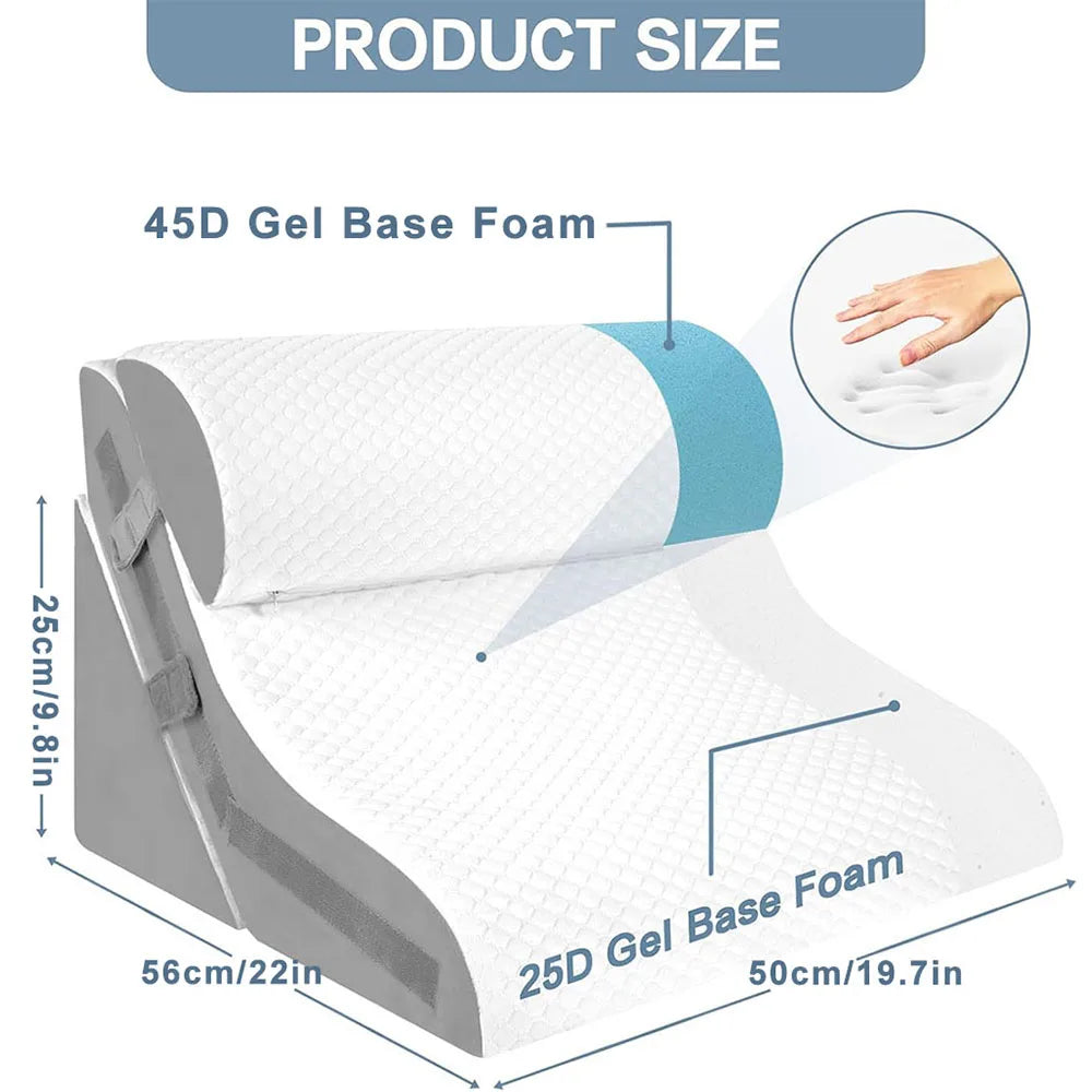 Memory Foam Wedge Pillow With Adjustable Incline Neck Support