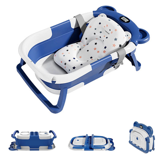 Collapsible Portable Baby Bathtub With Thermometer And Floating Cushion