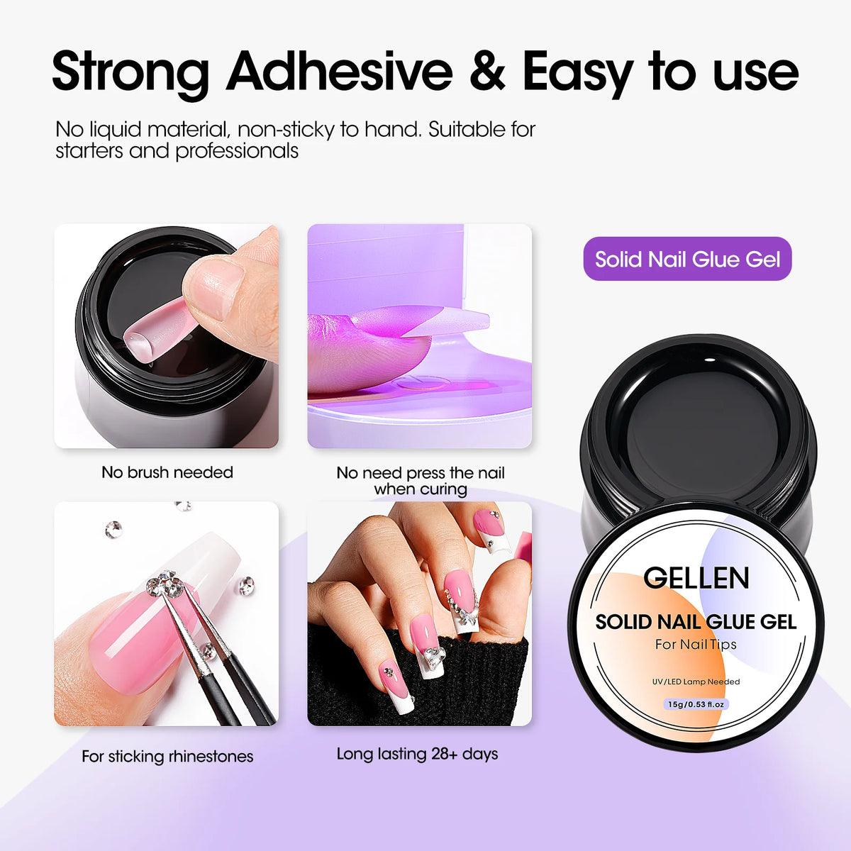 GELLEN Press On Nail Kit With UV Lamp Gel Manicure
