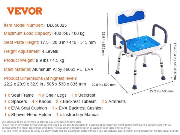 SucceBuy Swivel Shower Chair With Armrest And Backrest For Bathtub