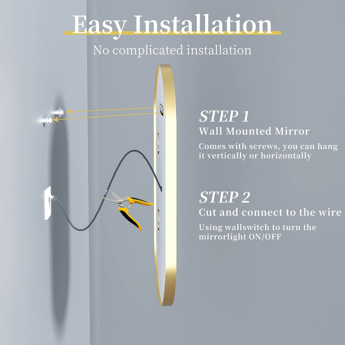 Wisfor Led Oval Bathroom Mirror With Stepless Dimmable Lighting
