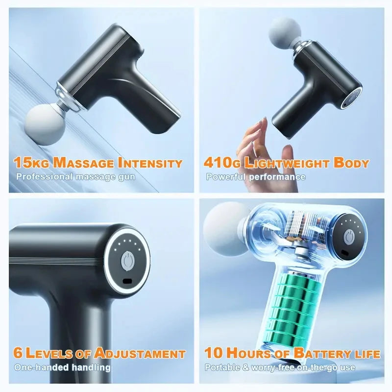 Portable Electric Fascia Massage Gun With Four Heads And Speeds