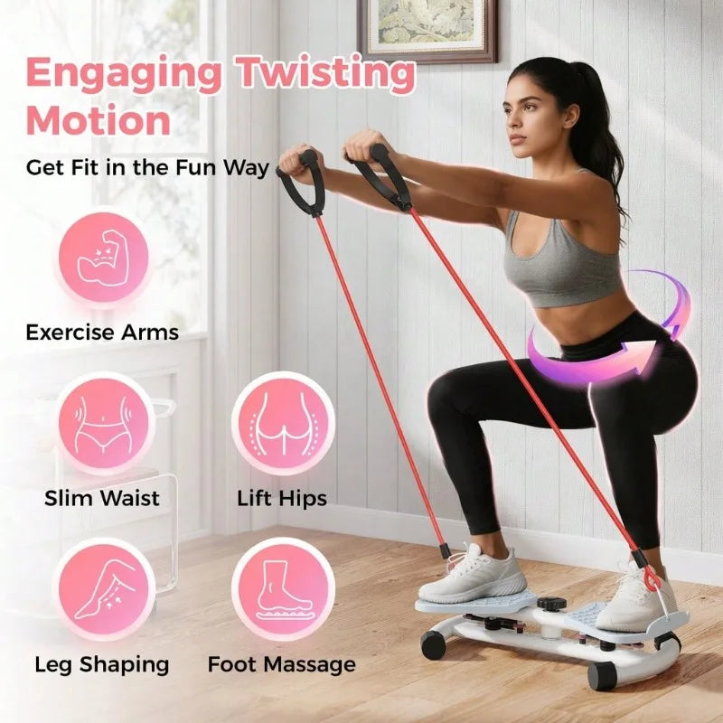 Homhut Adjustable Resistance Twist Stepper With Resistance Bands