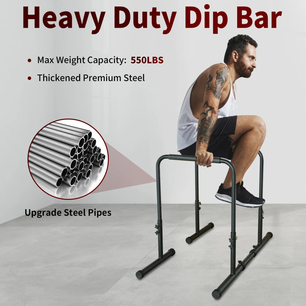 Adjustable Power Tower Dip Station With Foldable Weight Bench