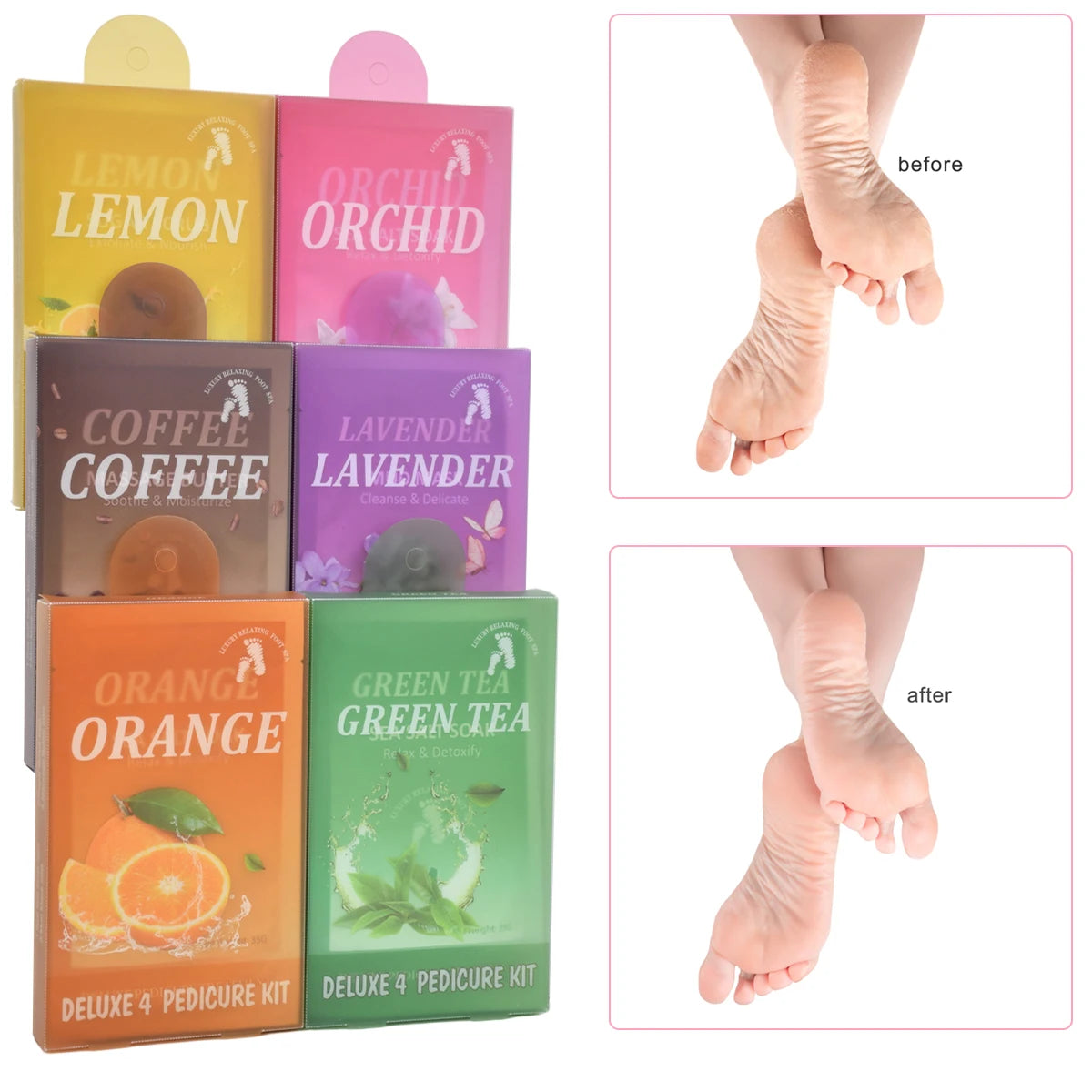 Four Step Spa Pedicure Kit Herbal Foot Scrub Peeling Care