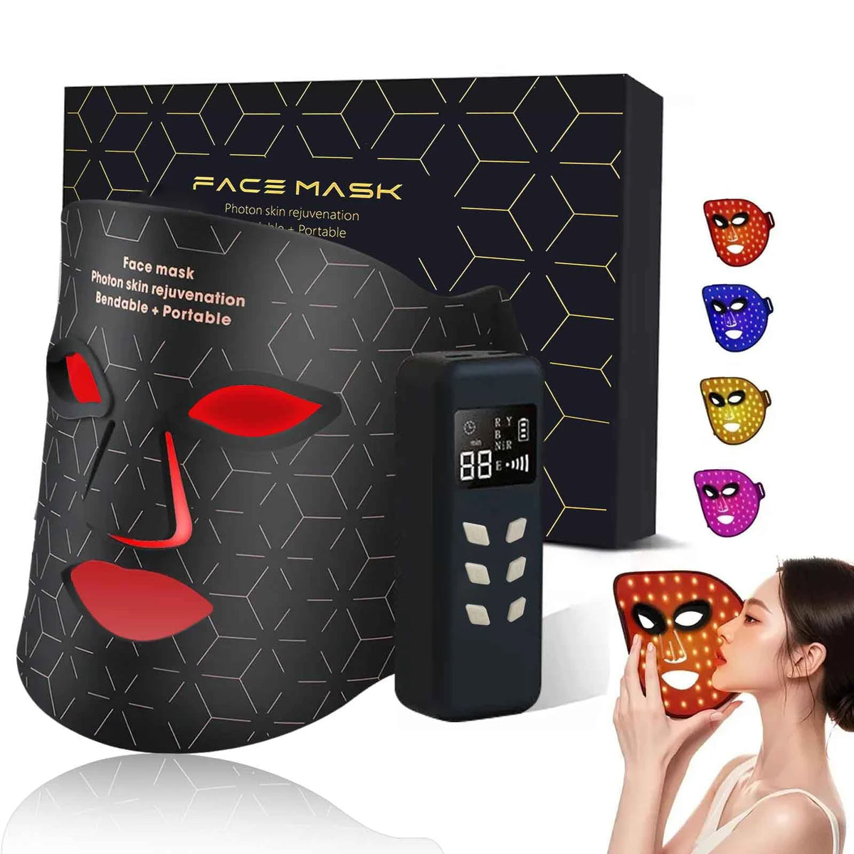 Portable Led Face Mask Light Therapy For Skin Rejuvenation
