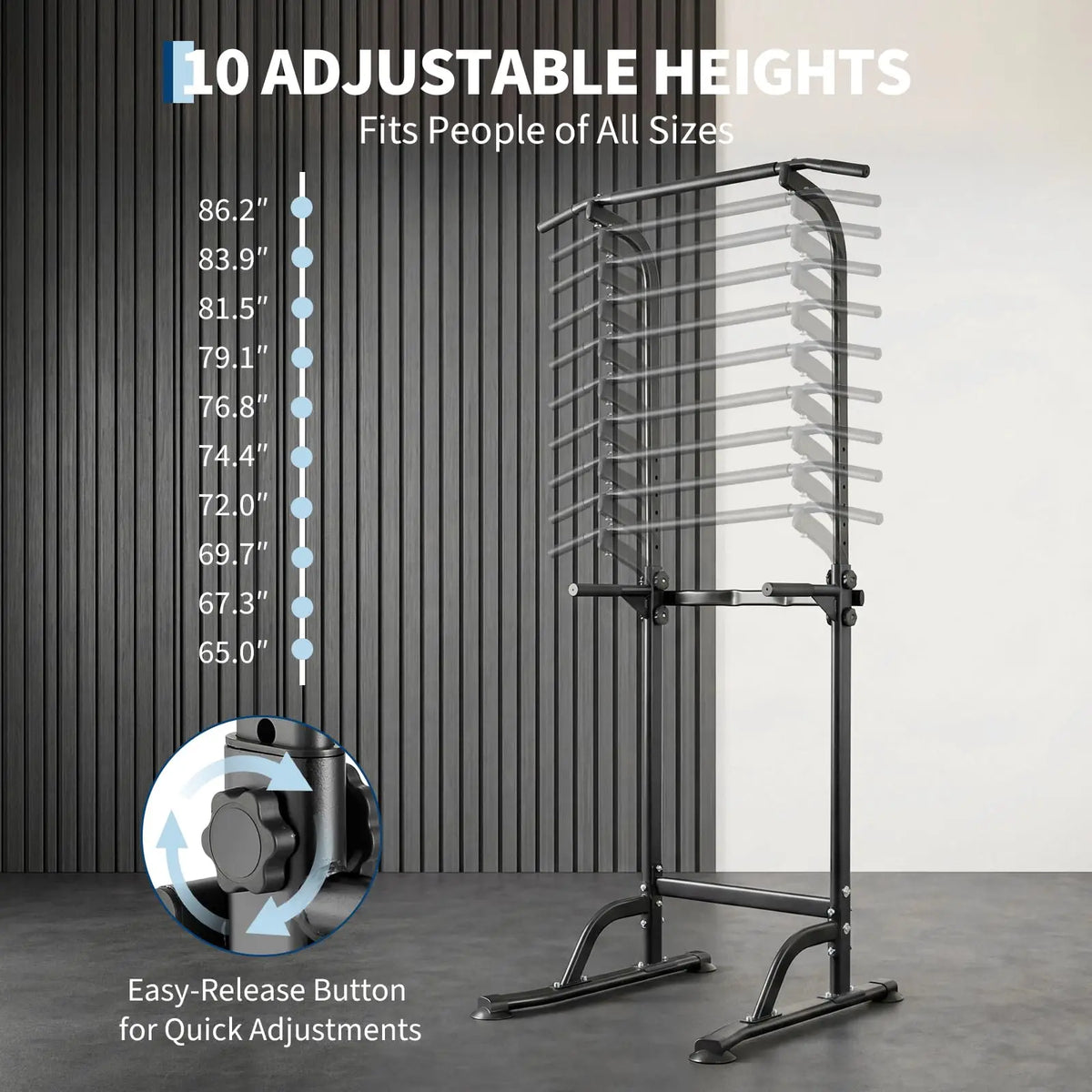 HiMISS Adjustable Power Tower For Pull Ups Dips And Workouts