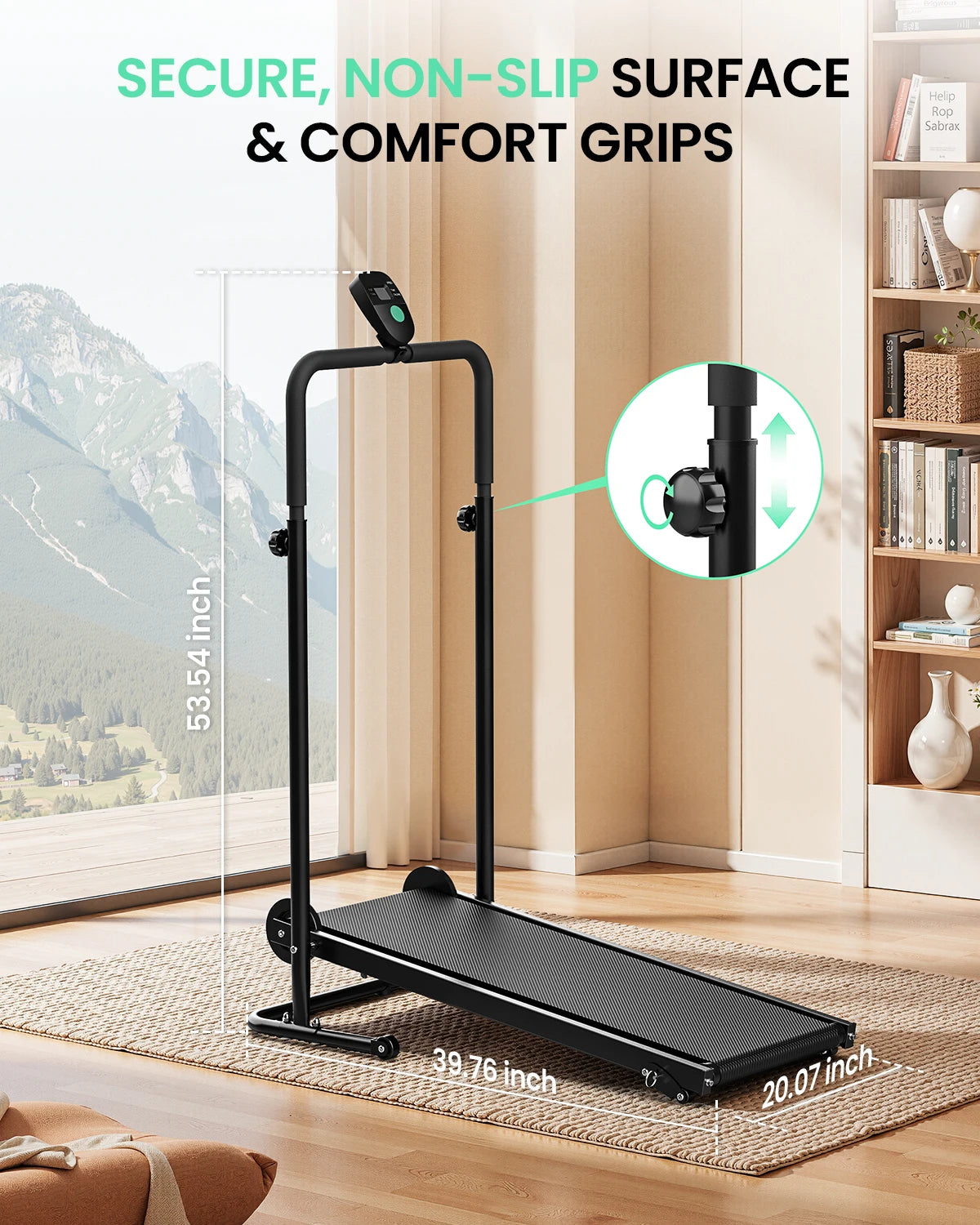 Akluer Mechanical Treadmill With Dual Flywheel And Adjustable Incline