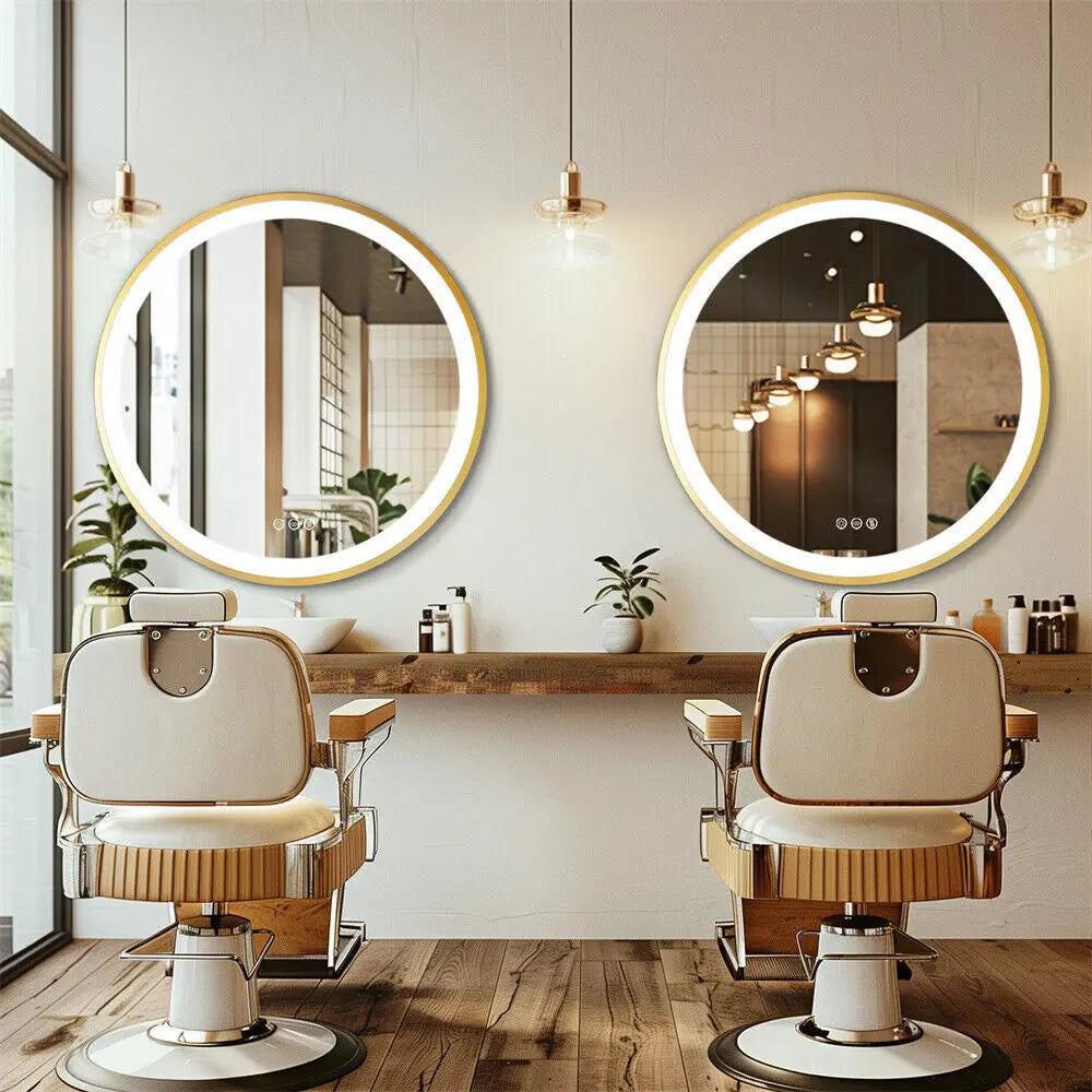 Borwart Round LED Bathroom Mirror Aluminum Frame Antifog