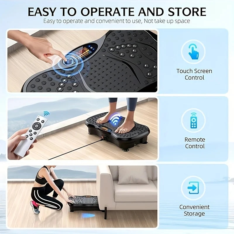 BZEQ Compact Vibration Platform With Resistance Bands For Home Fitness