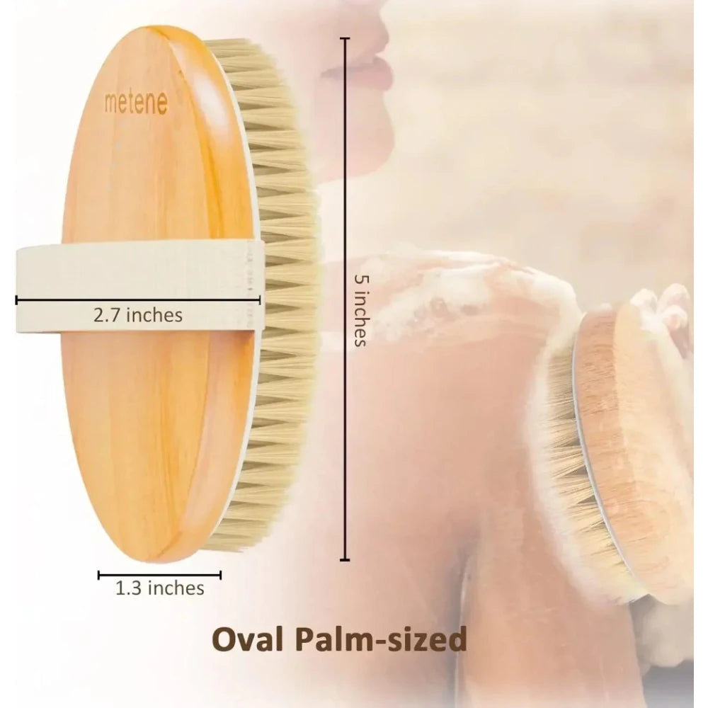 Natural Bristle Dry Body Brush Exfoliates Skin Promotes Circulation