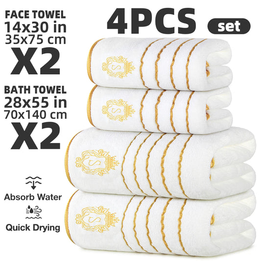4 Piece Luxury Microfiber Towel Set With Excellent Absorbency
