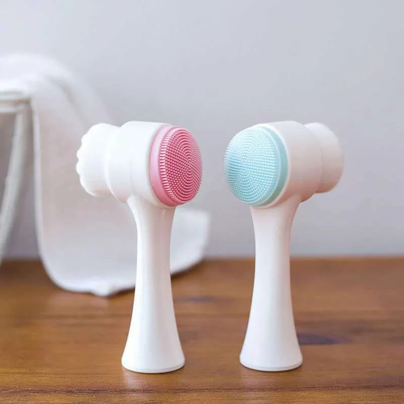 CZSAE Double Sided Silicone Facial Cleansing Exfoliating Brush