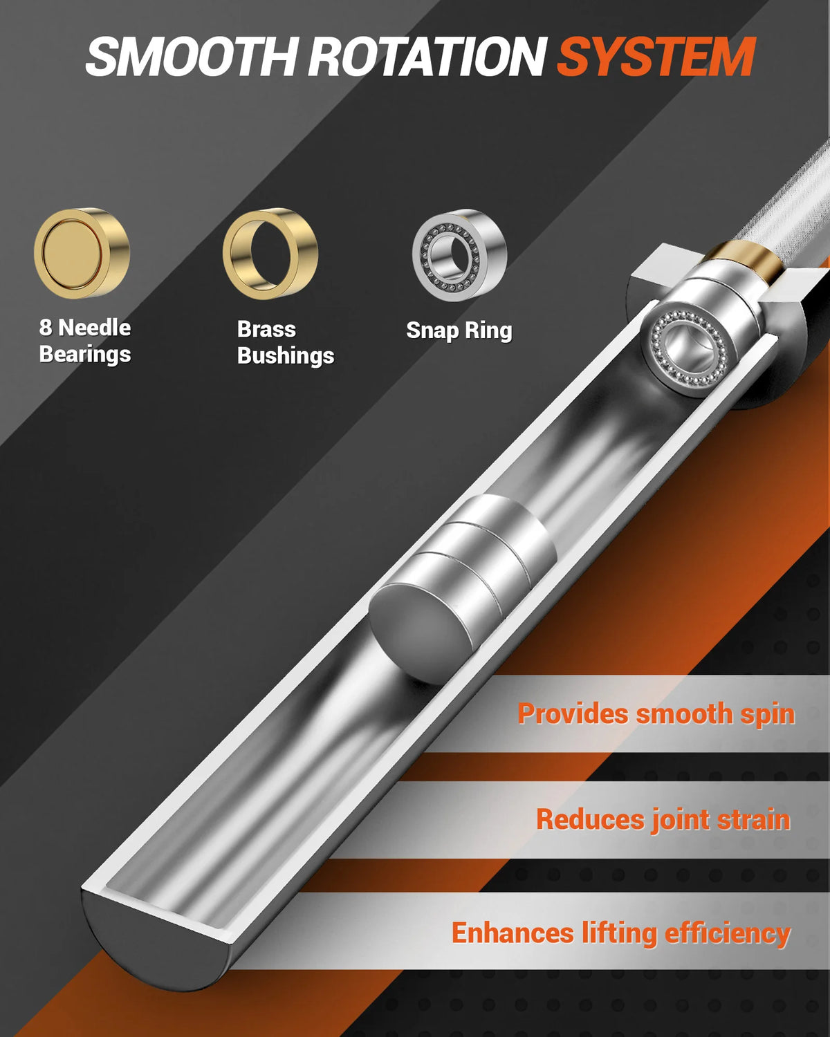 HiMISS Straight Olympic Barbell For Strength Training And Weightlifting