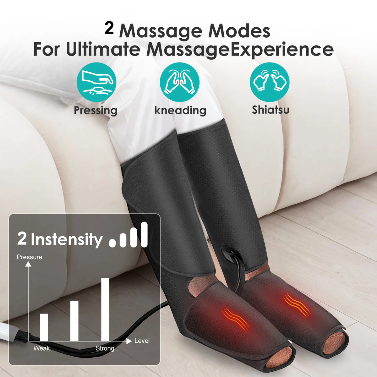 Sejoy Air Compression Leg Massager With Heated Foot And Calf Therapy