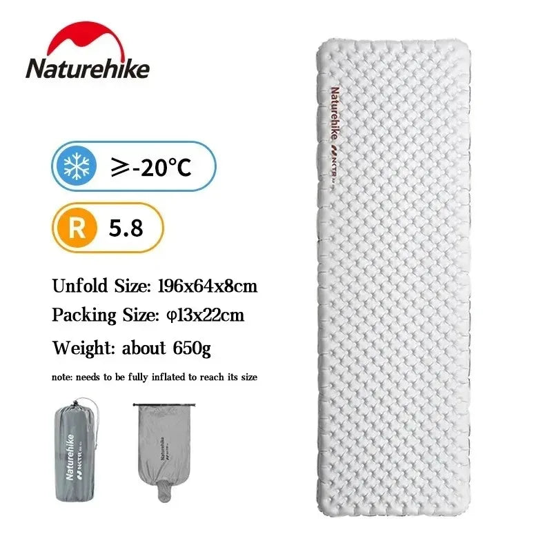 Naturehike Inflatable Sleeping Pad Ultralight High R Value Camping Mat