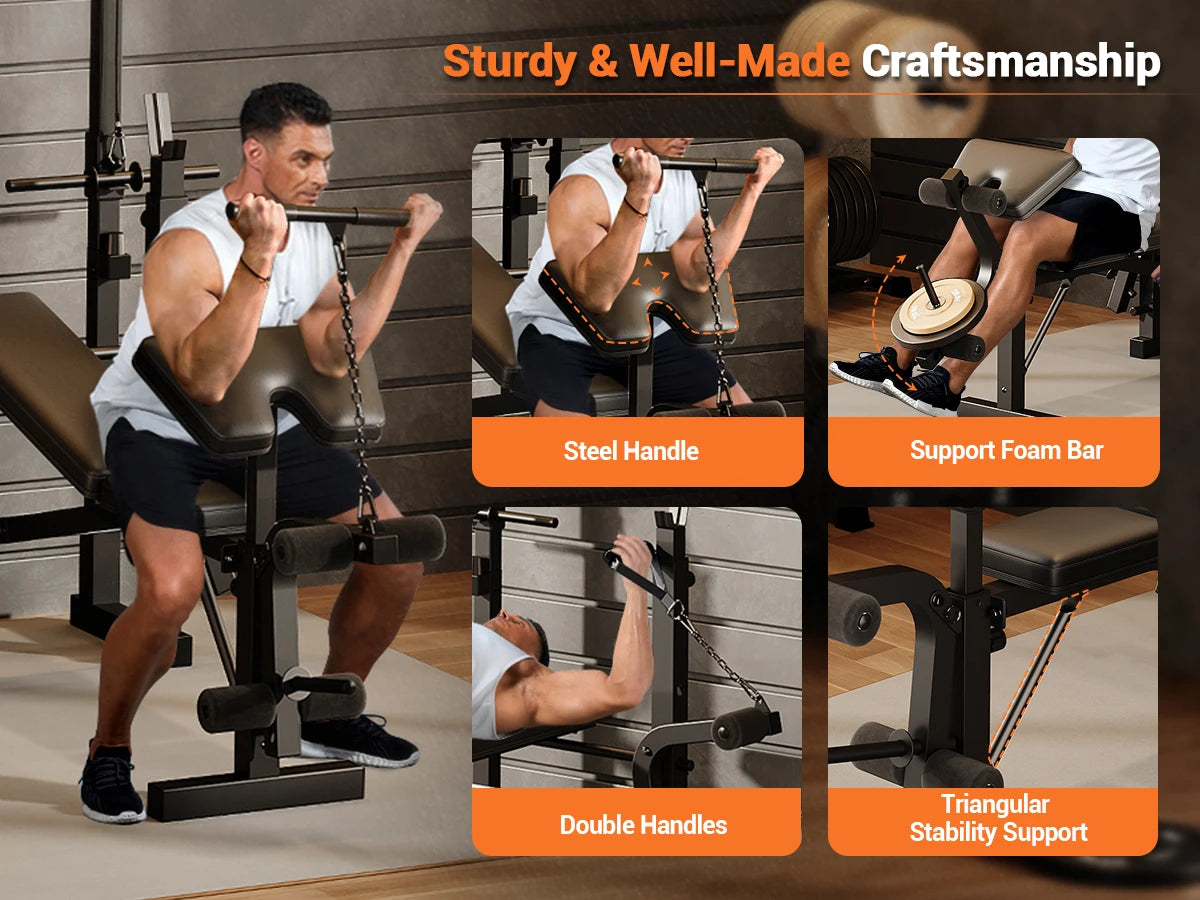 HiMISS Adjustable Foldable Weight Bench With Leg Developer Panel