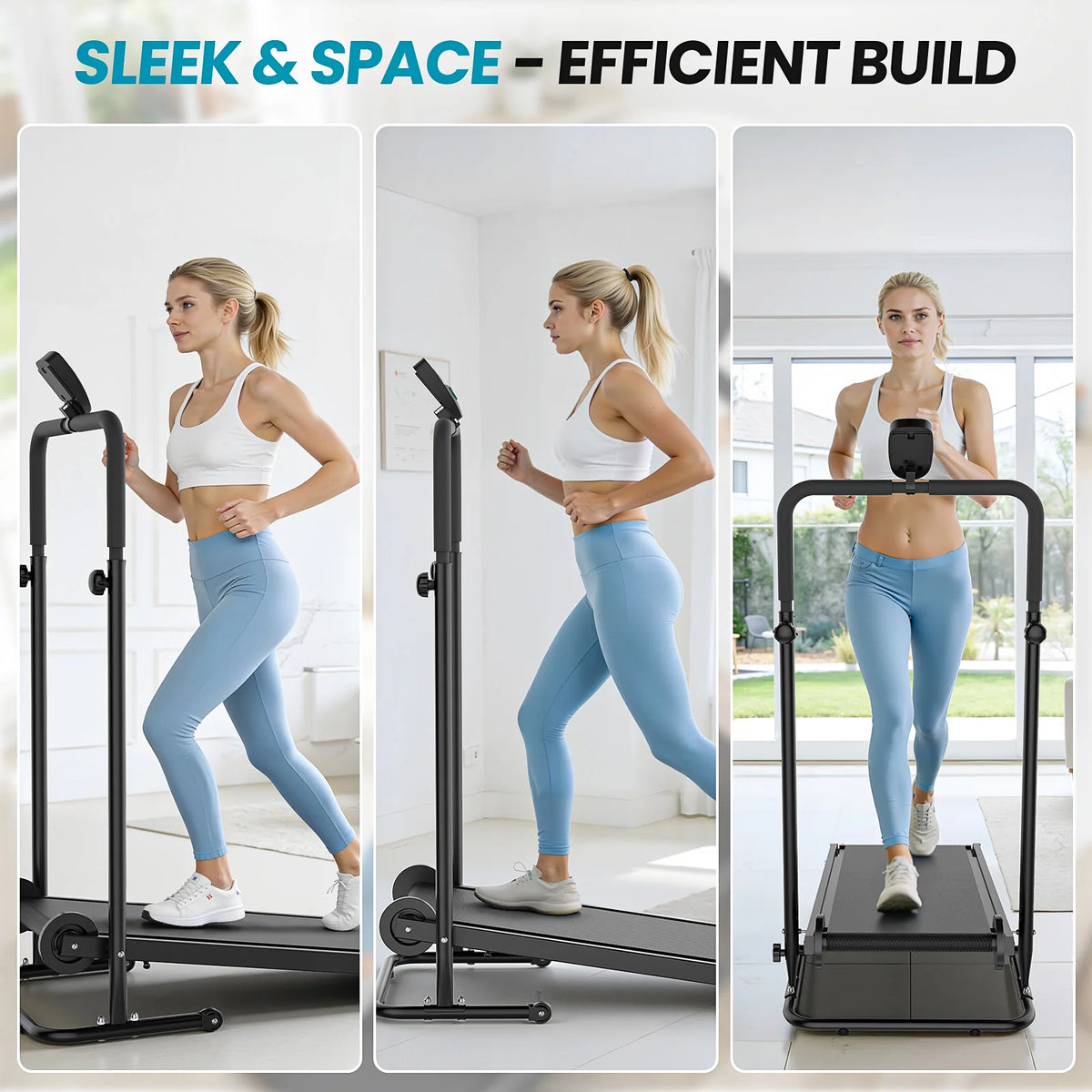 Akluer Mechanical Non Motorized Treadmill With Fixed Incline Lcd Display