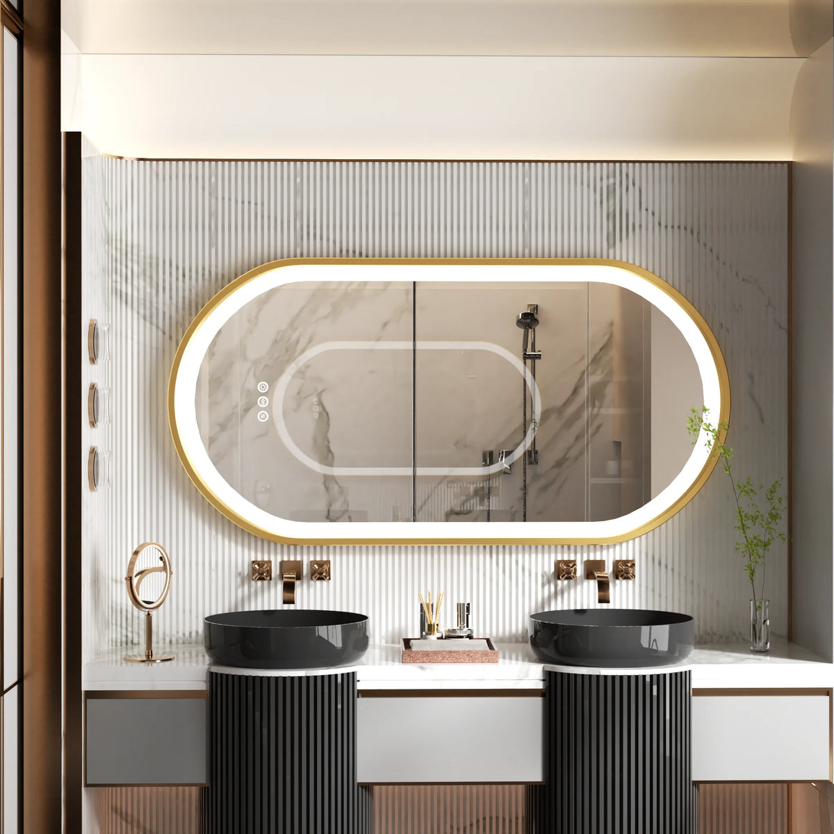 Wisfor Led Oval Bathroom Mirror With Stepless Dimmable Lighting