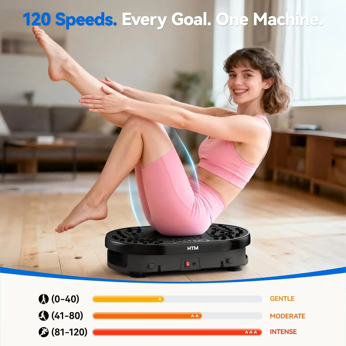 HTM Whole Body Vibration Plate Exercise Machine With Handles