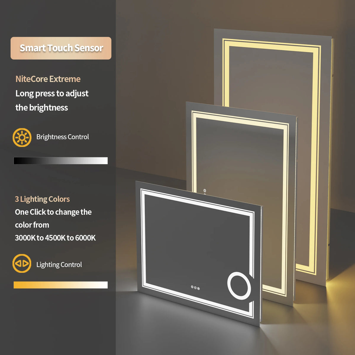 Borwart Fogless Led Bathroom Mirror With Magnifying Glass