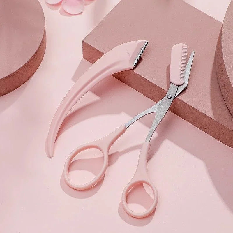 Eyebrow Trimmer Razor Scissors Comb Grooming Kit With Precision Tools