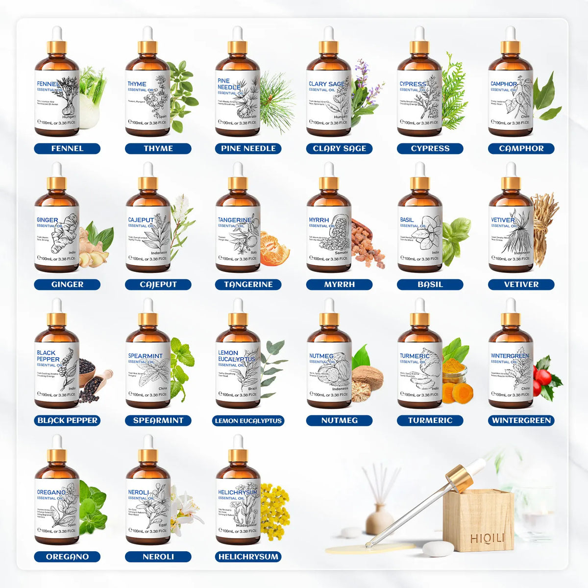 Hiqili Natural Essential Oils for Aromatherapy and Diffusers