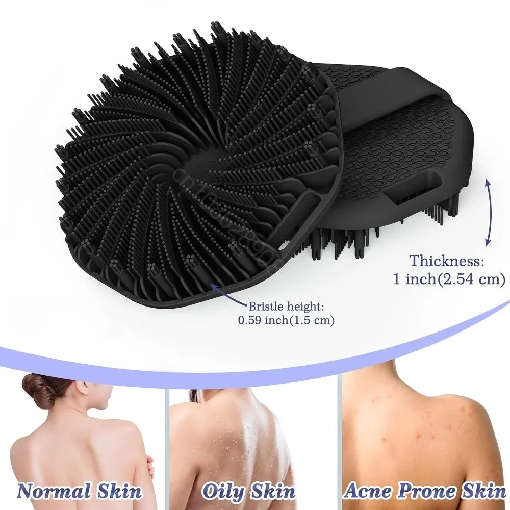 Soft Silicone Back Brush With Handle Exfoliating Body Cleanser