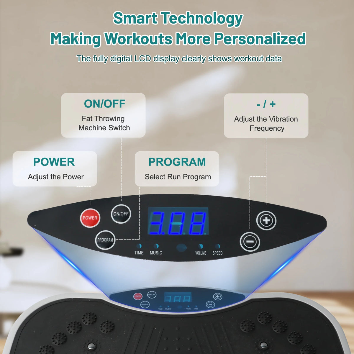 Portable Full Body Vibration Plate Exercise Machine Bluetooth Remote