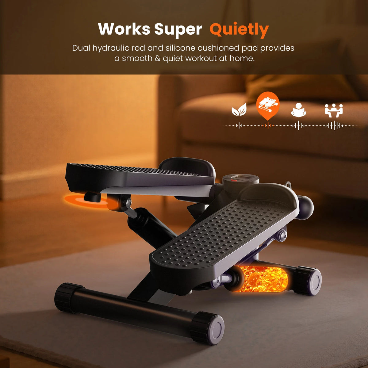 Compact Hydraulic Mini Stepper With Resistance Bands And Monitor