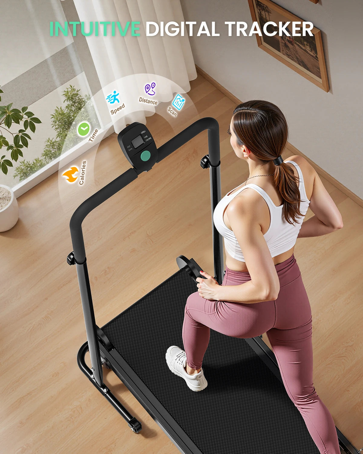 Akluer Mechanical Treadmill With Dual Flywheel And Adjustable Incline