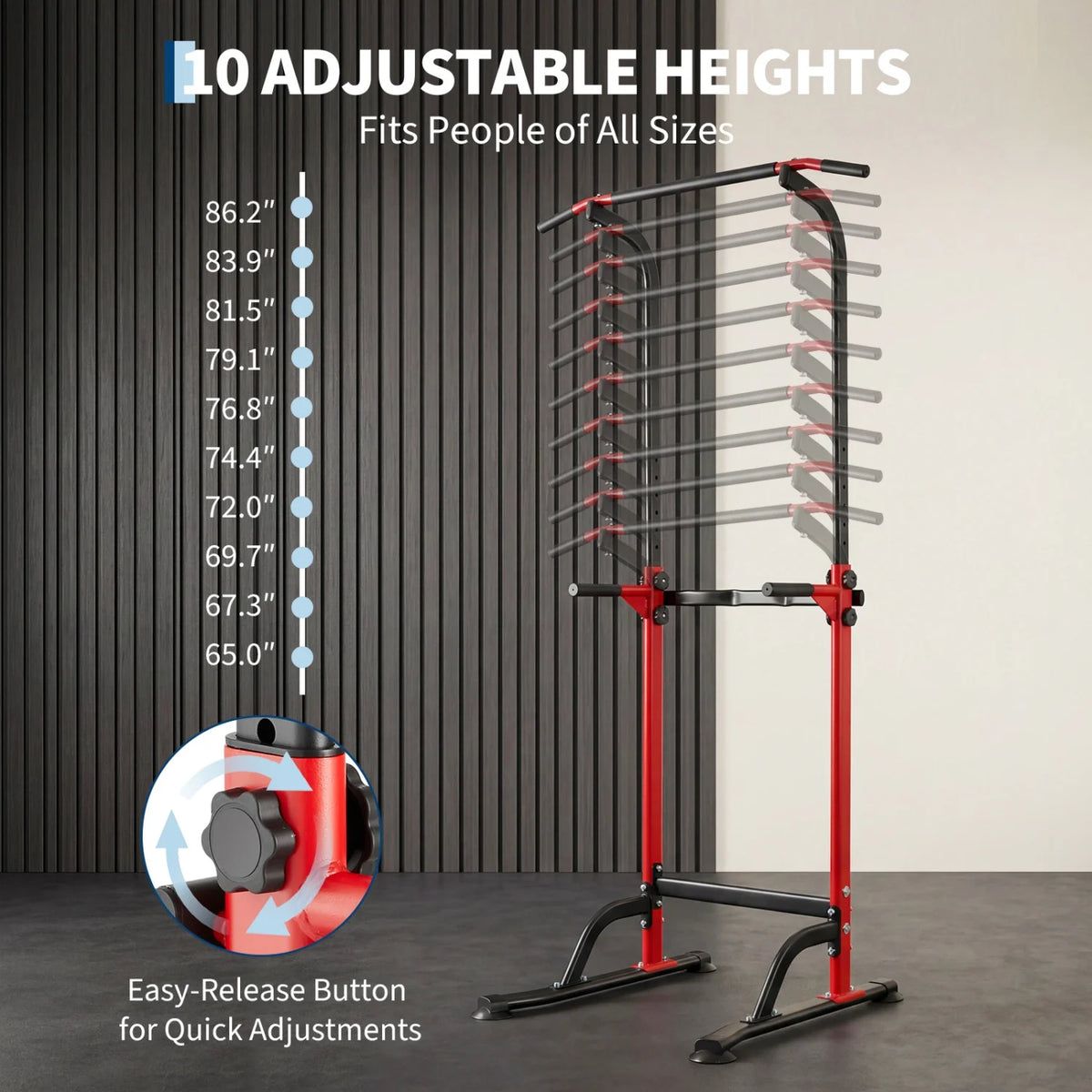 HiMiss Adjustable Power Tower With Dip Station For Home Workouts