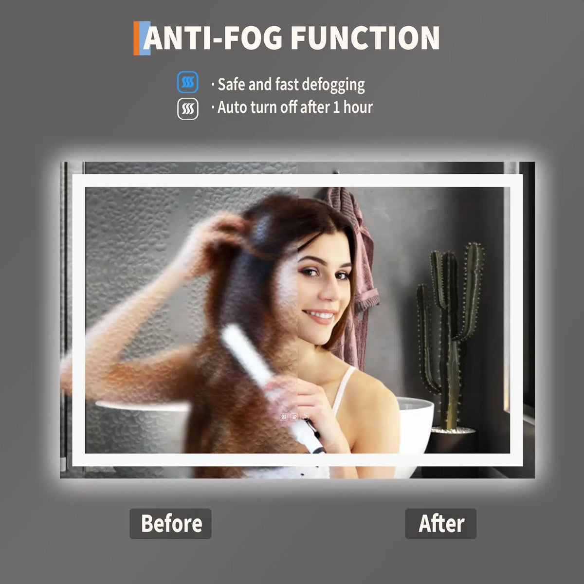 Twister Ck Led Bathroom Mirror Anti Fog Wall Mount Frameless