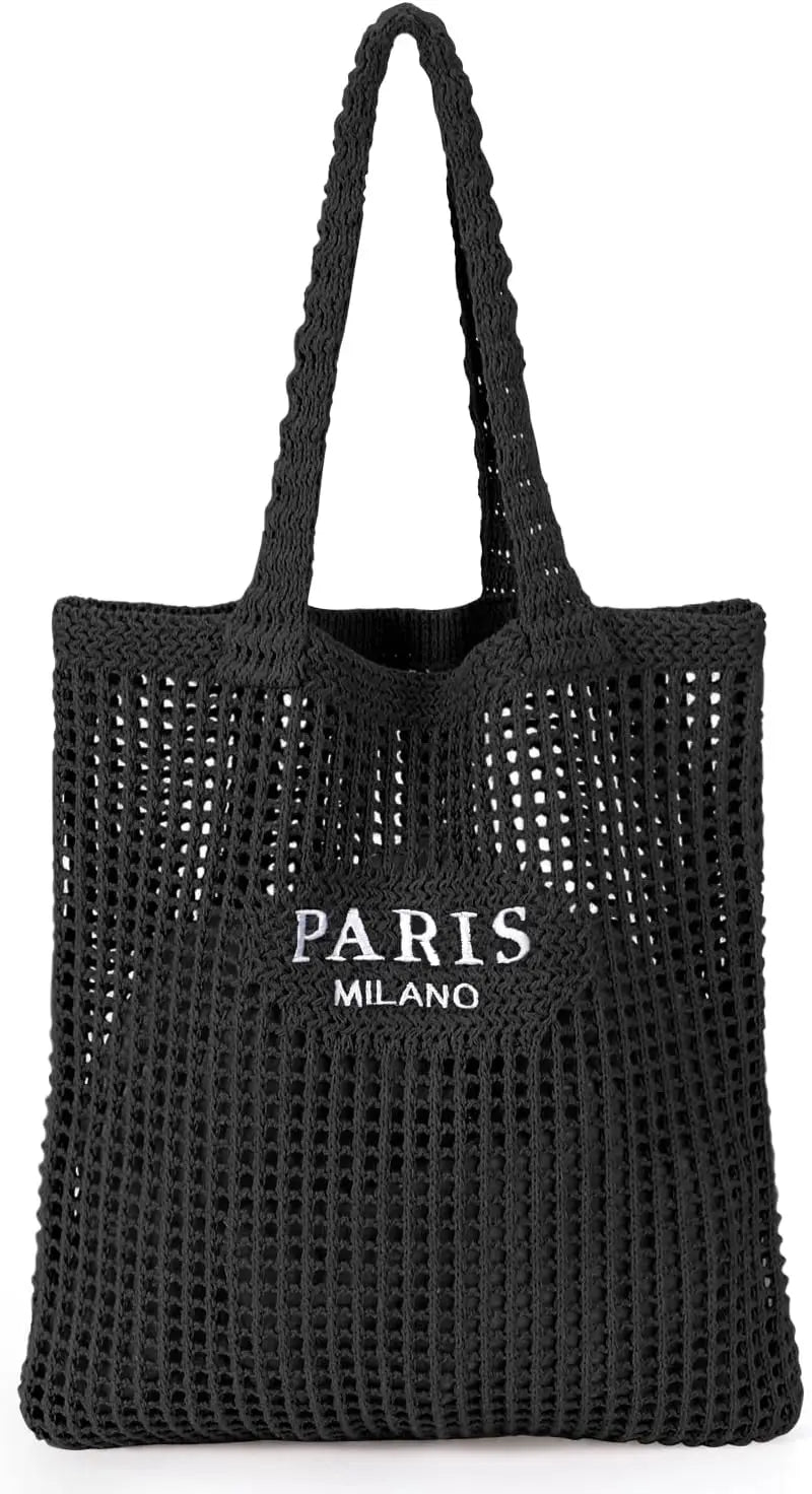 HATISAN Crochet Mesh Tote Bag for Women Beach Travel