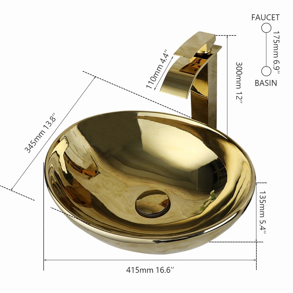 KEMAIDI Ceramic Bathroom Vanity Vessel Sink With Faucet