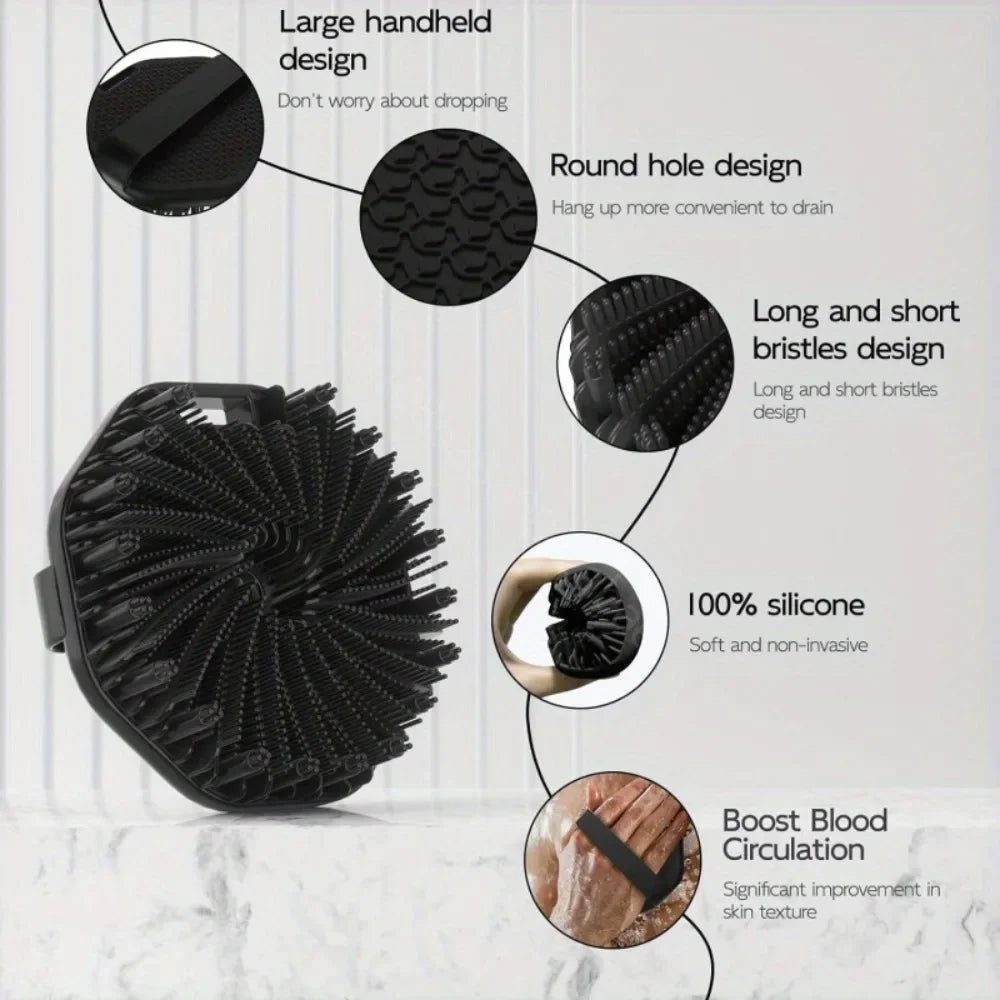 Soft Silicone Back Brush With Handle Exfoliating Body Cleanser