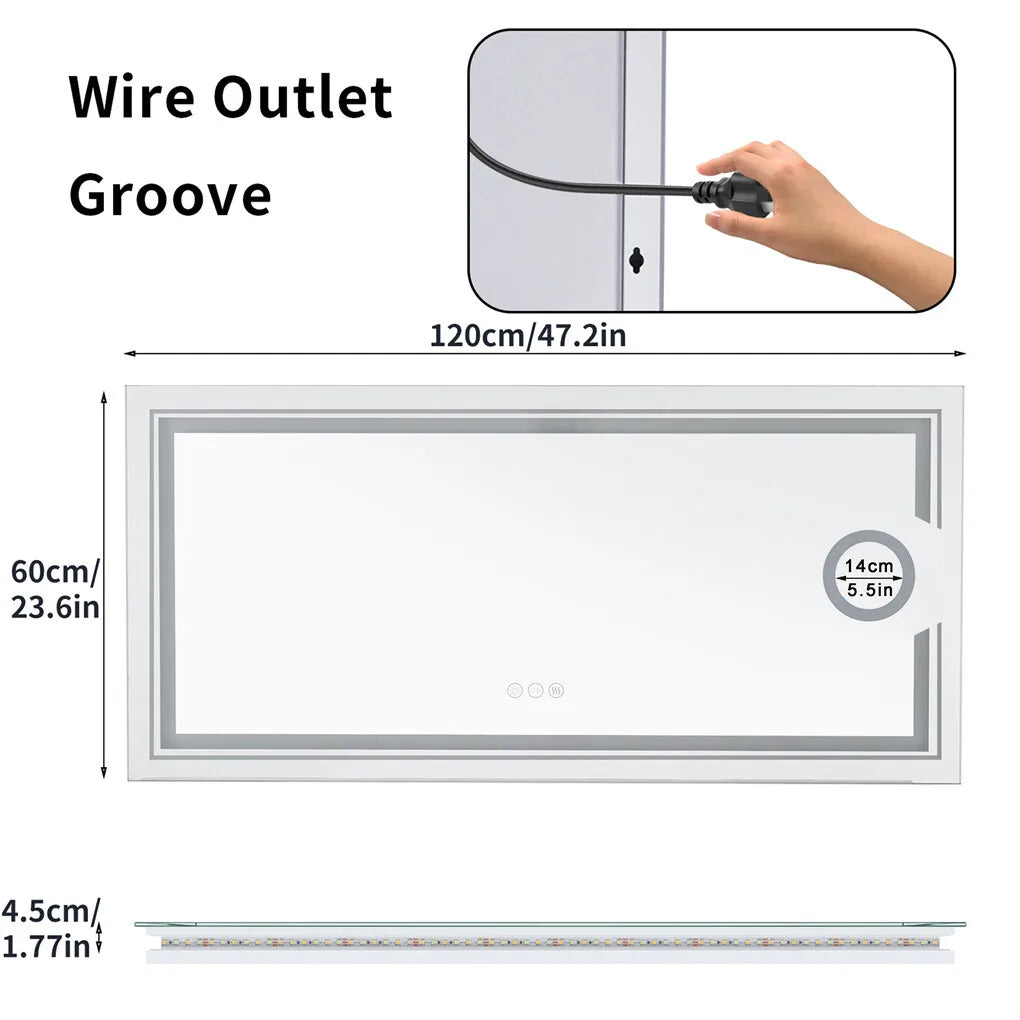 Borwart Fogless Led Bathroom Mirror With Magnifying Glass