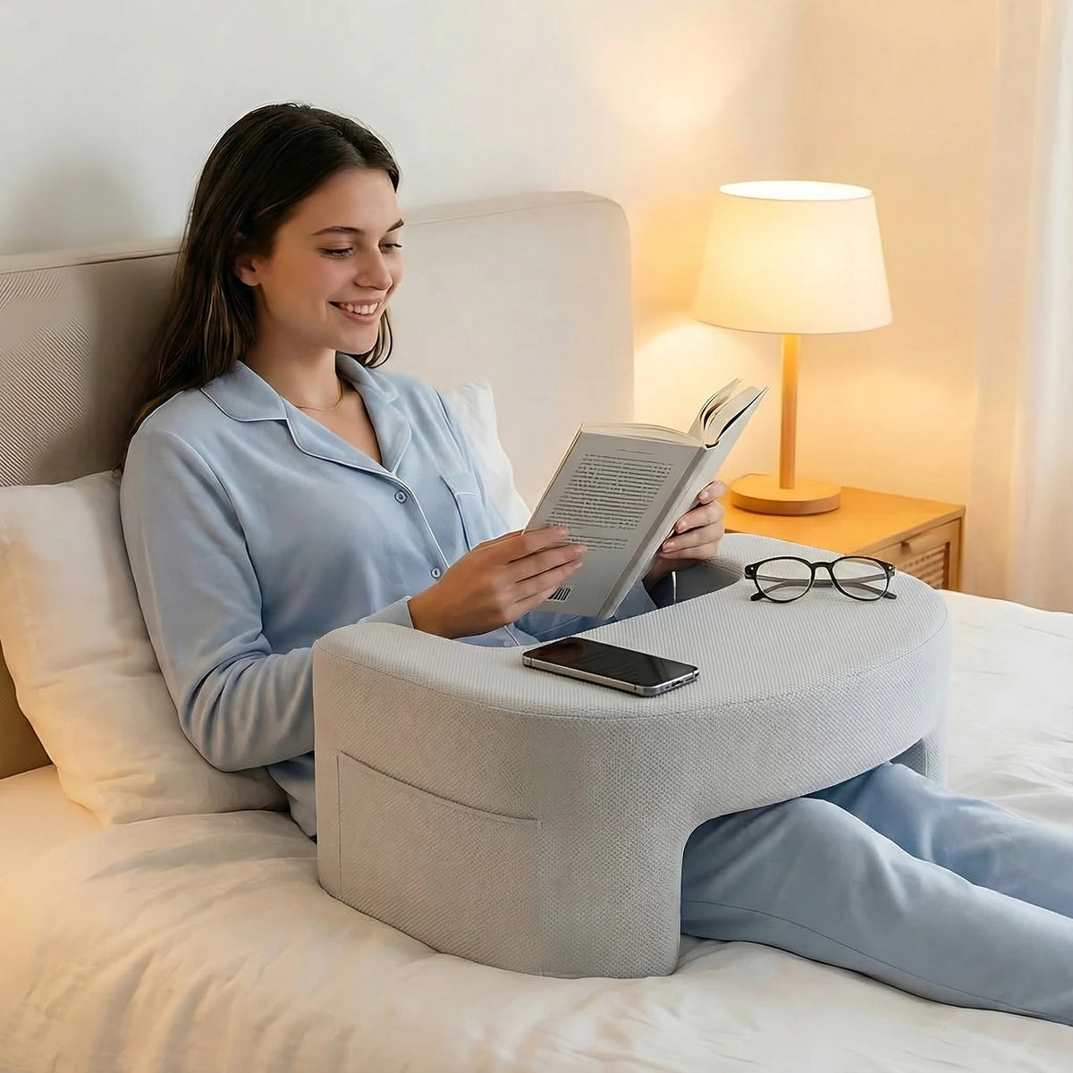 JHK Ergonomic Memory Foam Reading Pillow With Cooling Neck Support