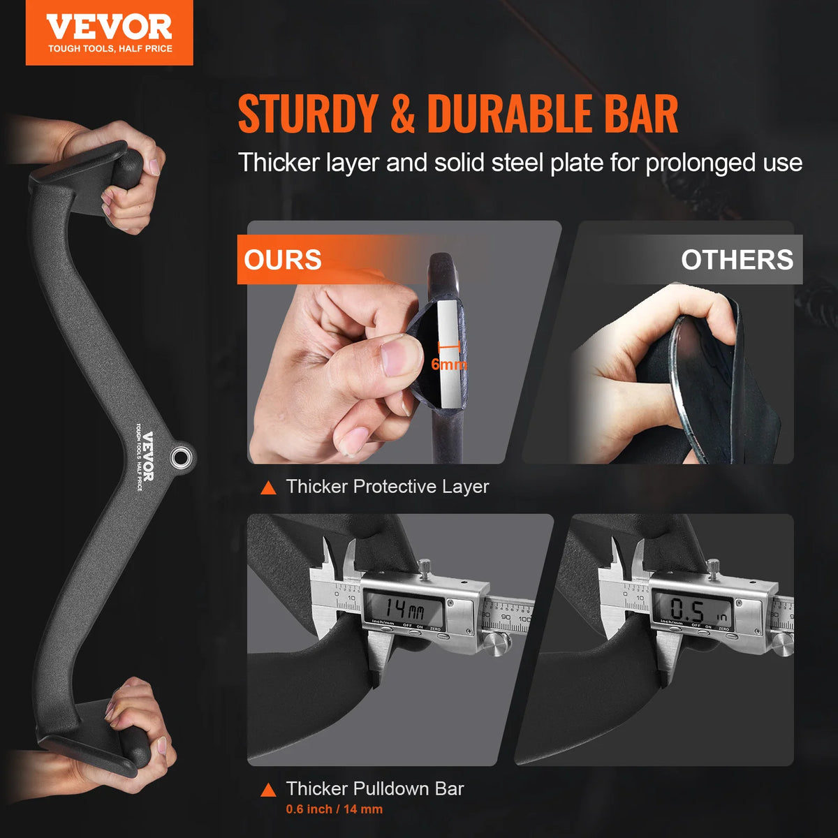 SucceBuy Lat Pulldown Bar For Cable Machine Rubber Coated Grip