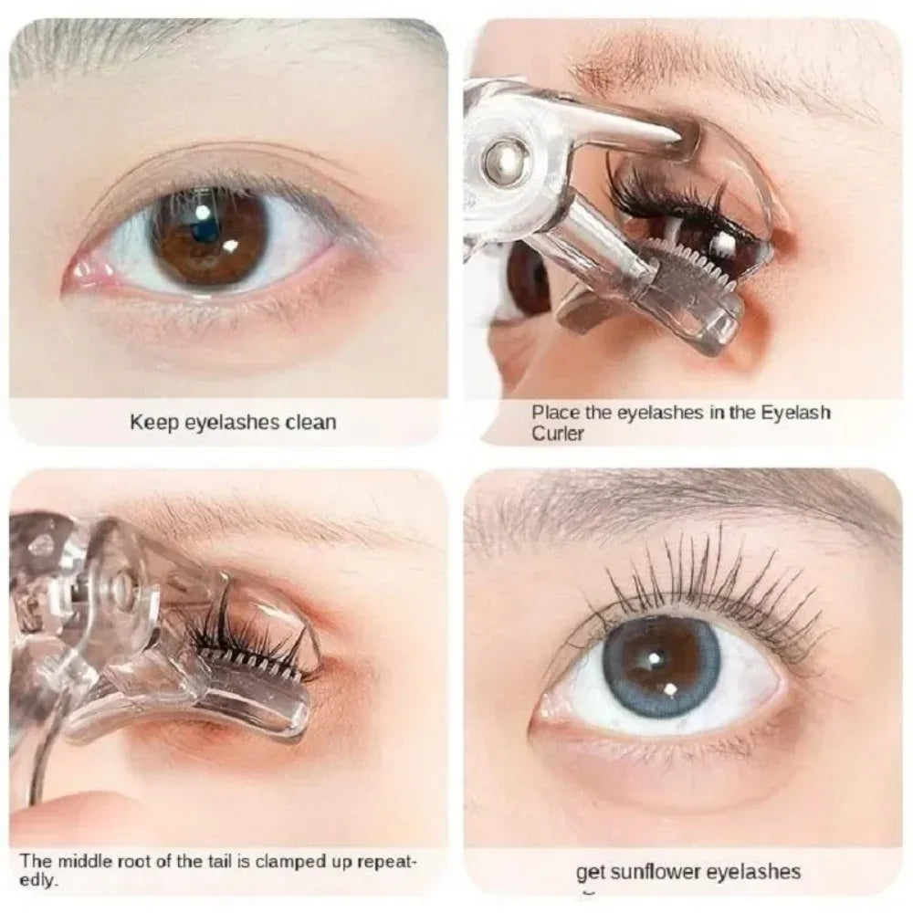Dual Clip Eyelash Curler With Comb For Natural Waterproof Curls