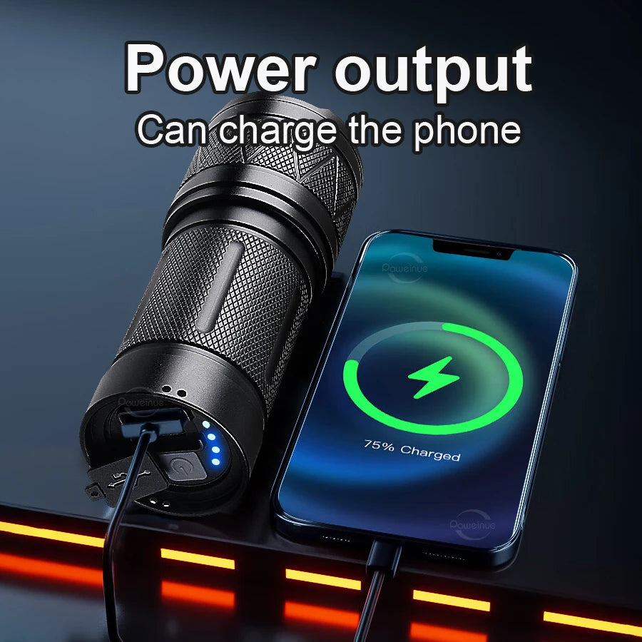 LED BARZ Rechargeable Tactical Flashlight With Power Bank