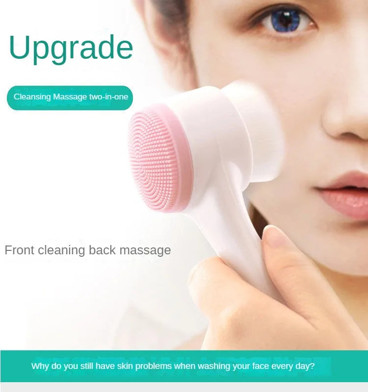 CZSAE Double Sided Silicone Facial Cleansing Exfoliating Brush