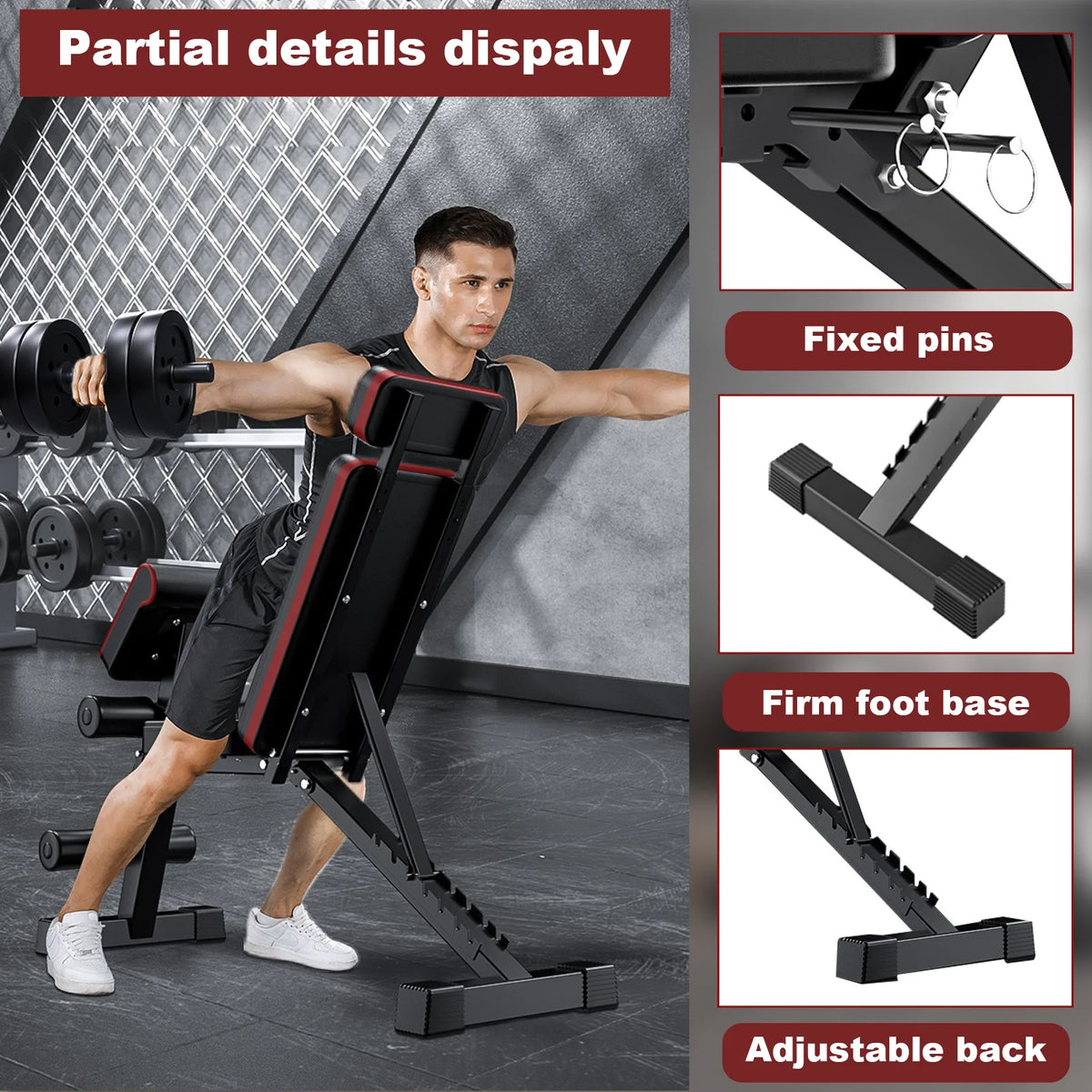 Adjustable Foldable Incline Decline Weight Bench for Full Body Training