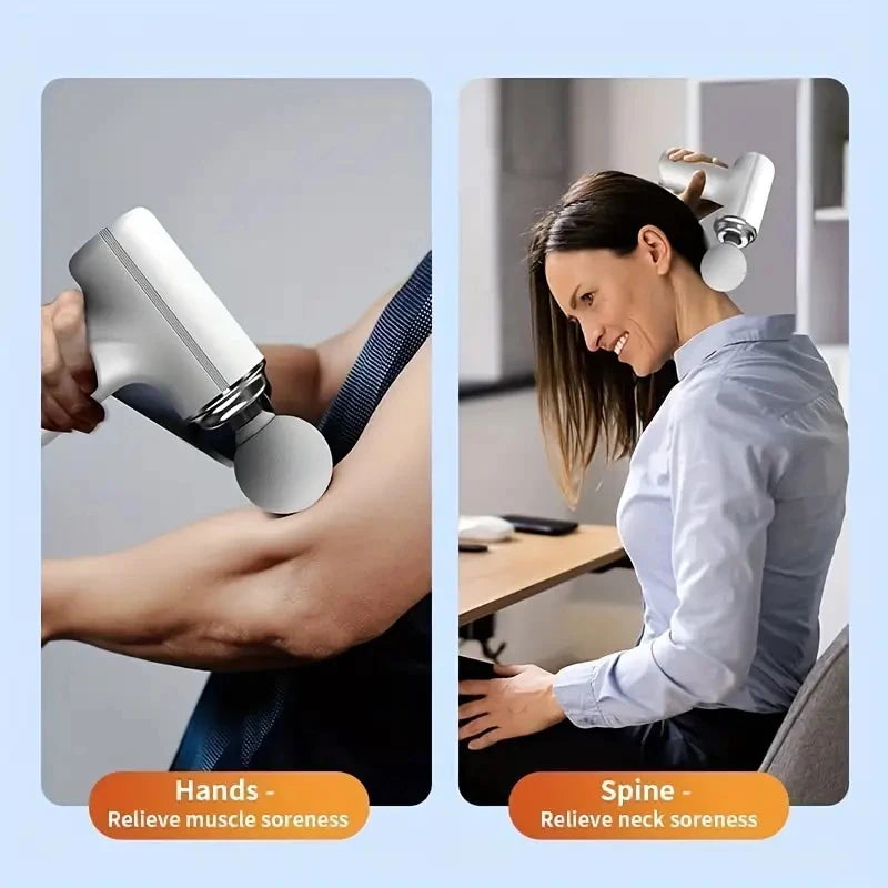Portable Electric Fascia Massage Gun With Four Heads And Speeds