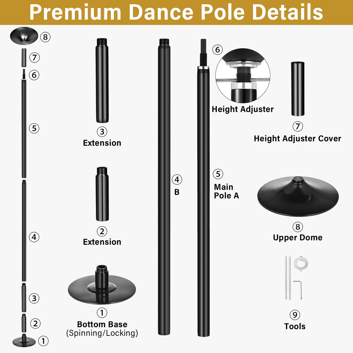 Portable Removable Dance Pole for Home Fitness Training