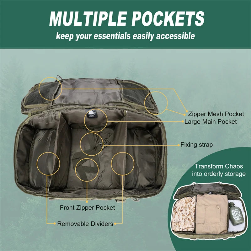 LQARMY Tactical Backpack For Hiking Camping And Travel Adventures