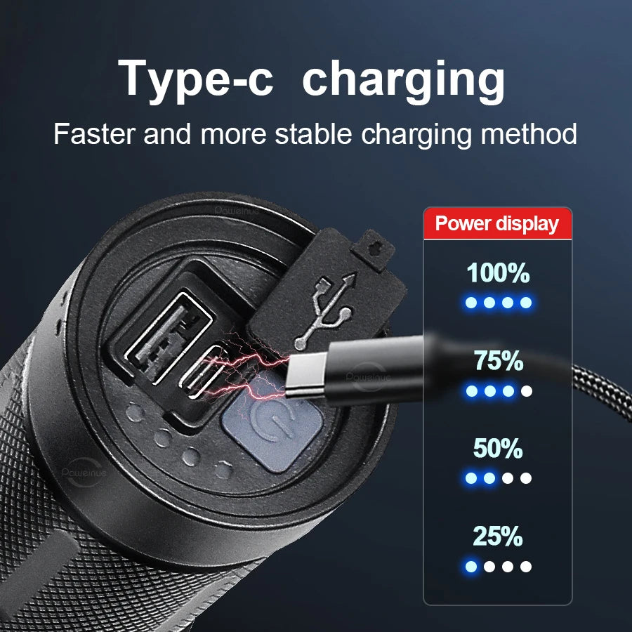 LED BARZ Rechargeable Tactical Flashlight With Power Bank