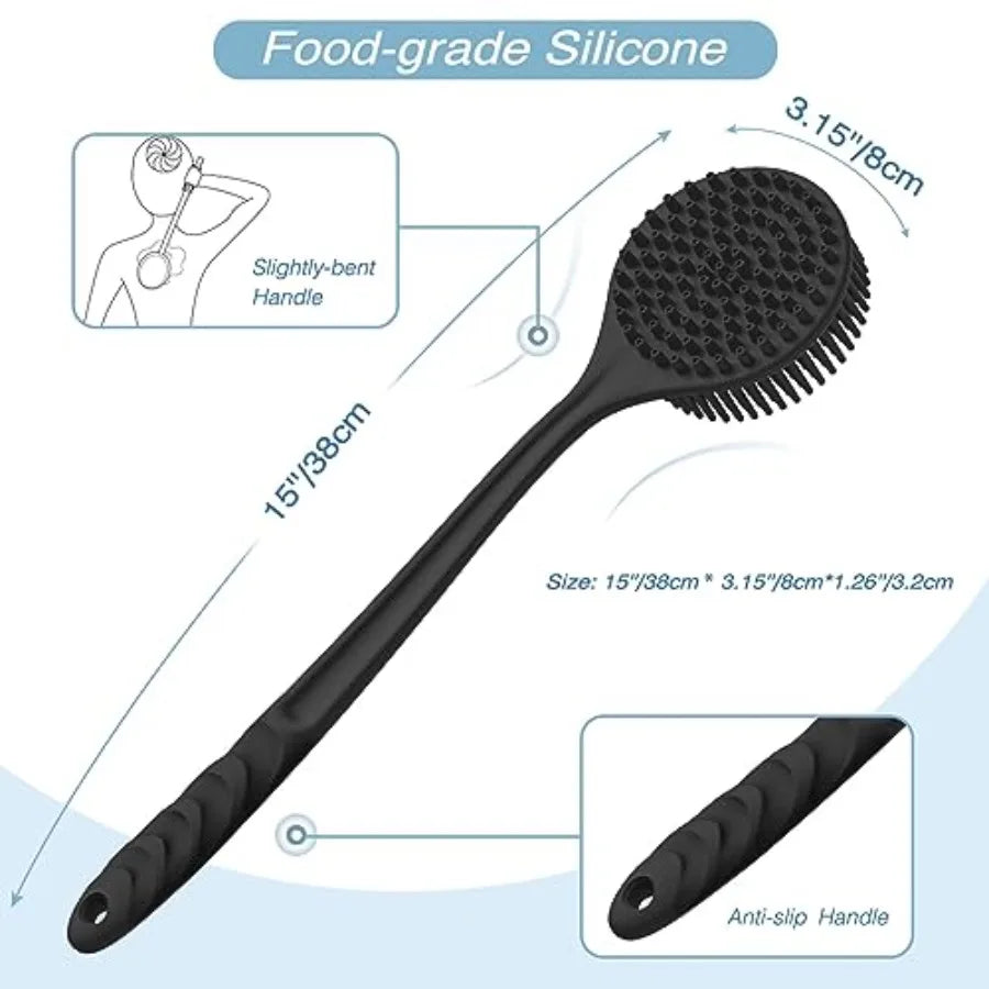 3Pc Silicone Scrubber Set Bath Glove Face Brush Body Exfoliator